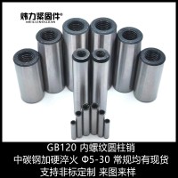 中碳鋼GB120內(nèi)螺紋圓柱銷 45碳鋼淬火帶孔定位銷釘 304不銹鋼銷子