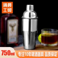 跨境專供廠家直銷三段式不銹鋼調(diào)酒器雪克壺?fù)u酒壺?fù)u酒器750ML