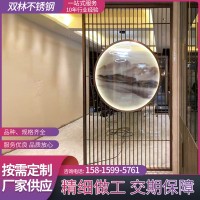 批發(fā)不銹鋼假山屏風(fēng)隔斷酒店大堂假山水金屬古銅色格柵背景墻裝飾