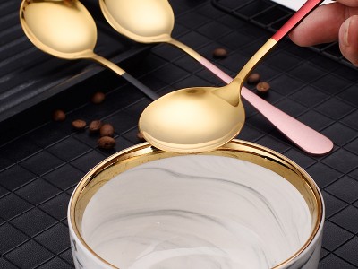 韓式不銹鋼勺子加厚圓頭湯勺家用兒童飯勺創(chuàng)意調(diào)羹網(wǎng)紅攪拌大圓勺