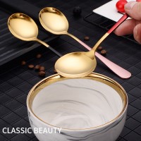 韓式不銹鋼勺子加厚圓頭湯勺家用兒童飯勺創(chuàng)意調羹網(wǎng)紅攪拌大圓勺