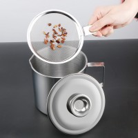 廠家直銷不銹鋼濾油壺帶濾網(wǎng)防漏廚房過濾油渣分離壺儲油壺回油杯