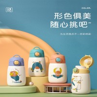 新款304不銹鋼智能保溫杯便捷迷你學(xué)生水杯 顯溫卡通兒童大肚杯子