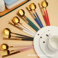 網(wǎng)紅星巴風不銹鋼餐具套裝新款葡萄牙餐勺叉筷子便攜三件套加LOGO