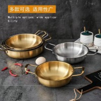 不銹鋼韓式海鮮干鍋 拉面鍋一人一鍋部隊火鍋金色雙耳網(wǎng)紅泡面鍋