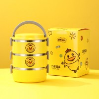 304不銹鋼戶外多層圓形飯盒保溫分格便當(dāng)盒學(xué)生餐盒戶外禮品批發(fā)