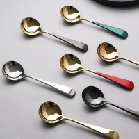 廠家直供網(wǎng)紅勺304不銹鋼勺子圓頭甜品咖啡勺 韓式鍍金攪拌勺湯匙