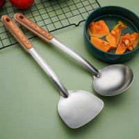 不銹鋼烹飪勺鏟 家用廚房用品木柄湯勺炒鏟套裝
