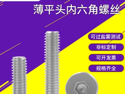 現(xiàn)貨304不銹鋼薄平頭內(nèi)六角螺絲M3 CM/扁平頭/大平頭內(nèi) 六角螺絲釘