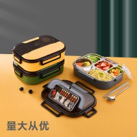 廠家直銷316不銹鋼飯盒 學(xué)生分格保溫餐盒便當(dāng)盒 密封帶碗午餐盒