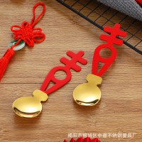 中國風(fēng)創(chuàng)意不銹鋼婚慶伴手禮紅雙喜勺子套裝新年國潮風(fēng)結(jié)婚紅筷子